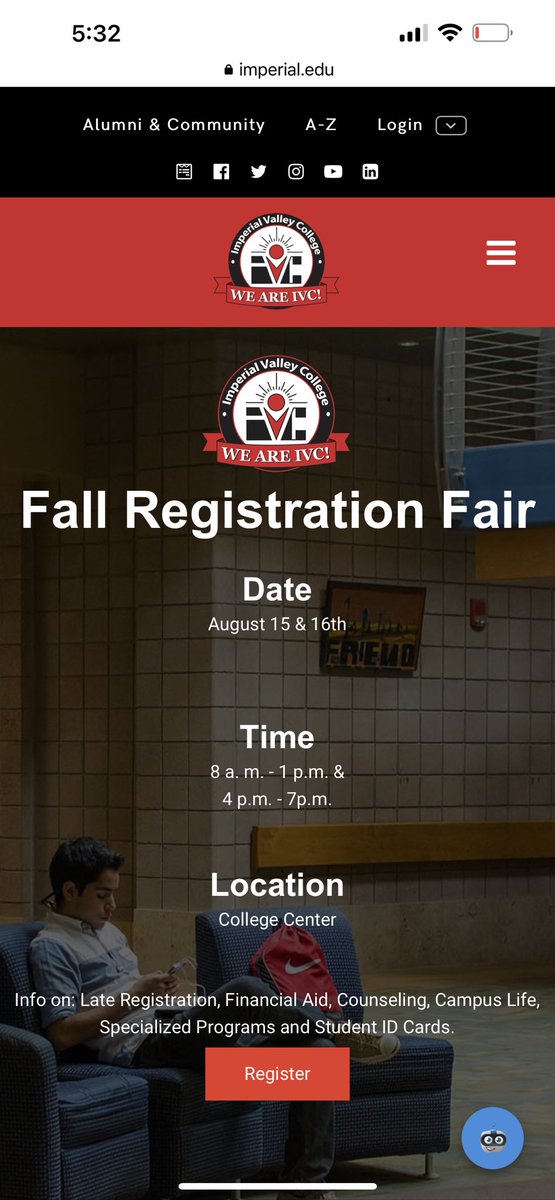 If you missed last week’s registration drive, don’t worry, we’ll have more Aug. 15 and 16. Visit imperial.edu for more information or visit: forms.imperial.edu/view.php?id=95…