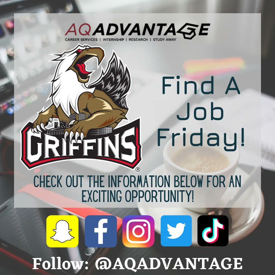 aq_advantage's tweet photo. The Grand Rapids @GriffinsHockey are currently looking for interns for the upcoming season! Various opportunities are available, be sure to check out Handshake for further details. https://t.co/wCdxs5fEaF