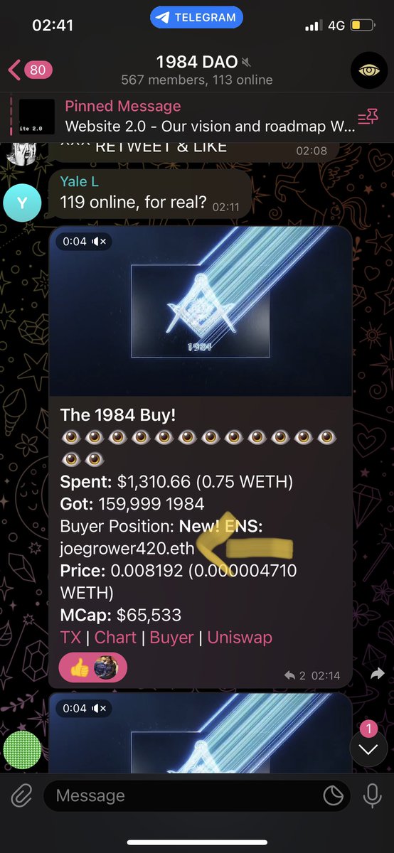 The man the myth the legend himself <a href="/joegrower420/">joegrower420.eth 🌱</a> just called <a href="/1984DAO/">1984 DAO</a> LFG!!! Welcome JOE ✊✅

#DAO #ETH #ERC20 #lowcapgems #ETHGEMs