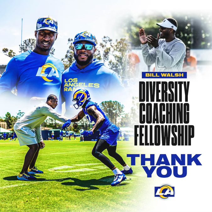CoachPop_Cooney's tweet photo. This was an opportunity of a lifetime and I thank God for my brother and mentor @iamthomasbrown and @RamsNFL for selecting me for this coaching fellowship. The knowledge gained from this experience is INVALUABLE! #BACK2WORK #ComeBalWithUs #1stClassOrganization #CAMP2CAMP https://t.co/2GshnRBKmn
