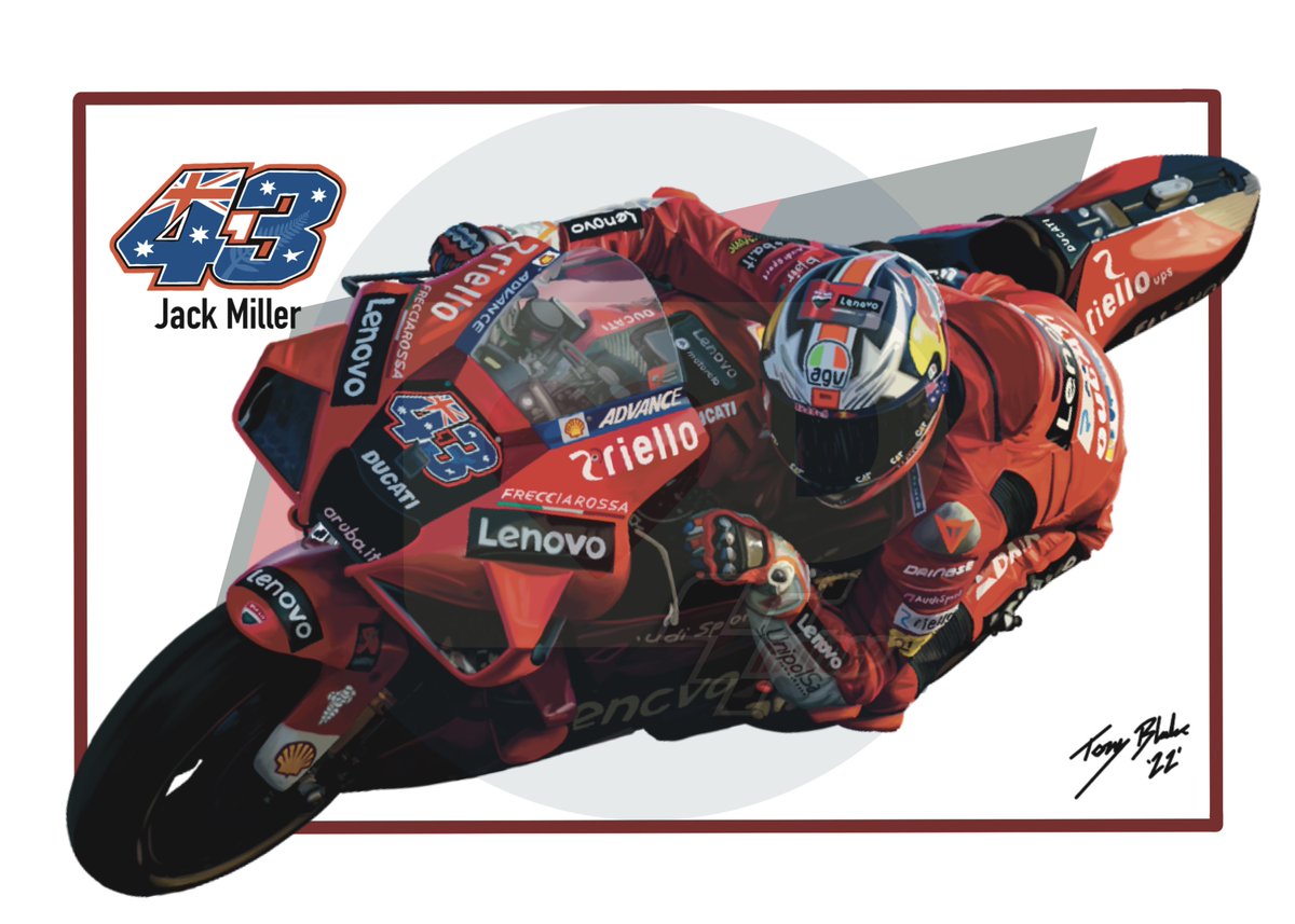 TonyBlake76's tweet photo. My digital painting of Jack Miller racing on his Ducati in the MotoGP Season of 2022 https://t.co/XnihWeMyID
