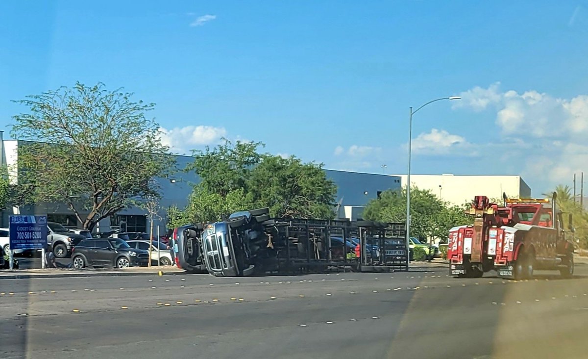 Couple vehicles fipped on their sides on American Pacific in Henderson as I head home this evening.