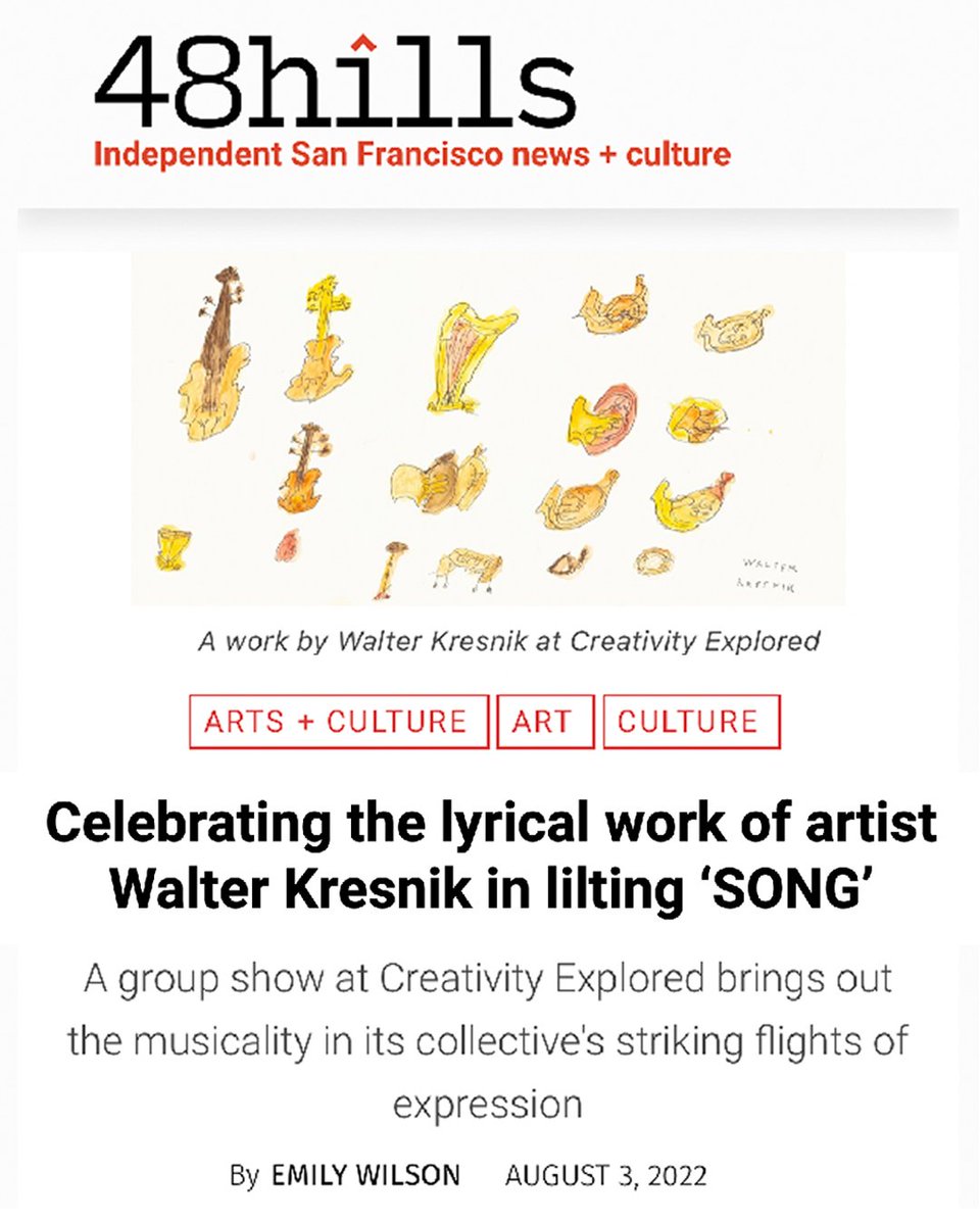creativityxplrd's tweet photo. Thank you 48 Hills for this write-up of our current exhibition, SONG! 🎵 And to our fabulous curators, Delaplane's Sophie Appel and Cole Solinger. 🖼 Read the article here: https://t.co/oVwQnCcn3s.
#Neurodiversity #ArtChangesLives #48Hills #CreativityExplored #ArtGallery https://t.co/bj5IEubZyu
