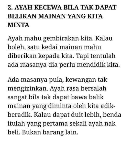 AlSarbini's tweet photo. 6 Pekara seorang ayah tak pernah beritahu anak-anak..
😔 https://t.co/fPVnAftZMd