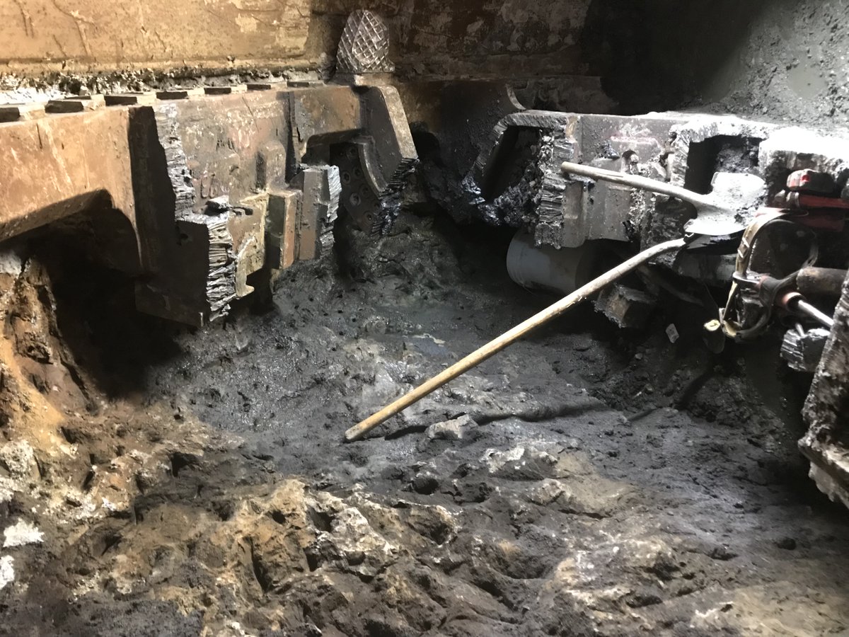 PurpleLineTBMs's tweet photo. This Section 1 cutterhead is being removed to make way for the Section 2 TBMs that are working their way east and set to break through later this year. https://t.co/hPAgimJgWf