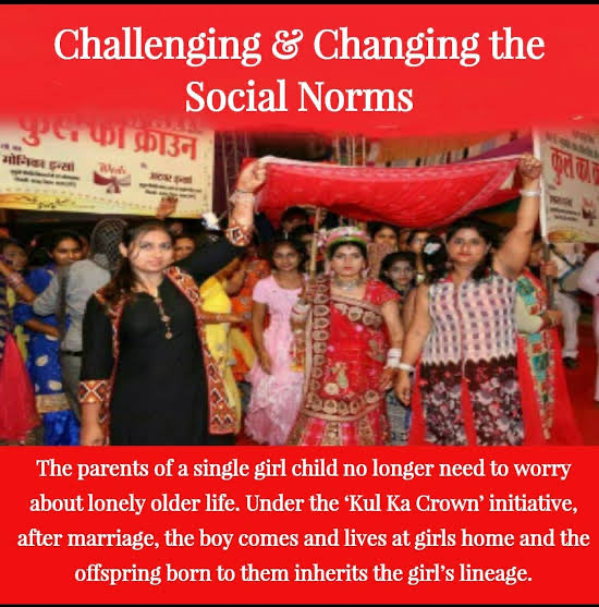 gillr863's tweet photo. It is the typical thinking of our society, that only men can carry forward the lineage. But Saint Gurmeet Ram Rahim ji started the #KulKaCrown tradition, in which girls bring the boy to their home after marriage, with the girl's name the lineage will proceed. 
#AuspiciousAugust https://t.co/KBTjCWq1jV
