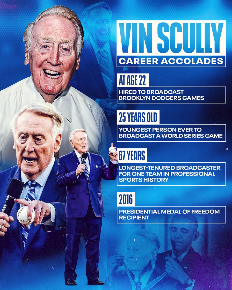 MLB's tweet photo. Tonight, the @Dodgers honor Vin Scully in their first home game since his passing.

What a life he led. https://t.co/wu42UiUgC1