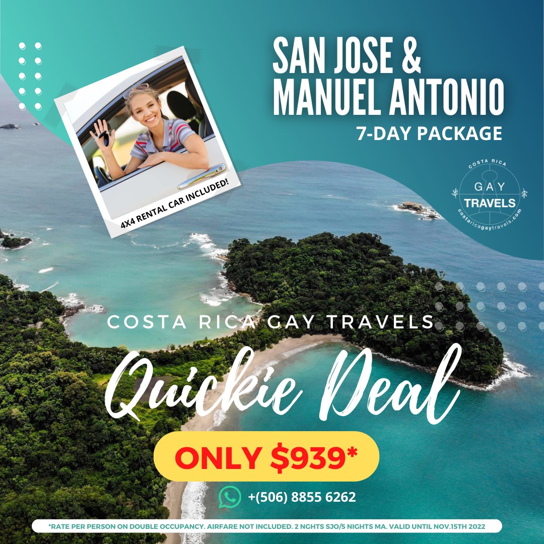 Sometimes quickies are the best! Enjoy this 6-night/7-day package in one of Costa Rica´s most sought after beaches. Restrictions apply #gay #gaytravel #gayvacationpackages #luxurytravel #costarica #gaycostarica #gayhotel #gayresorts #lgtbresorts #visitcostarica #gaytraveldeals