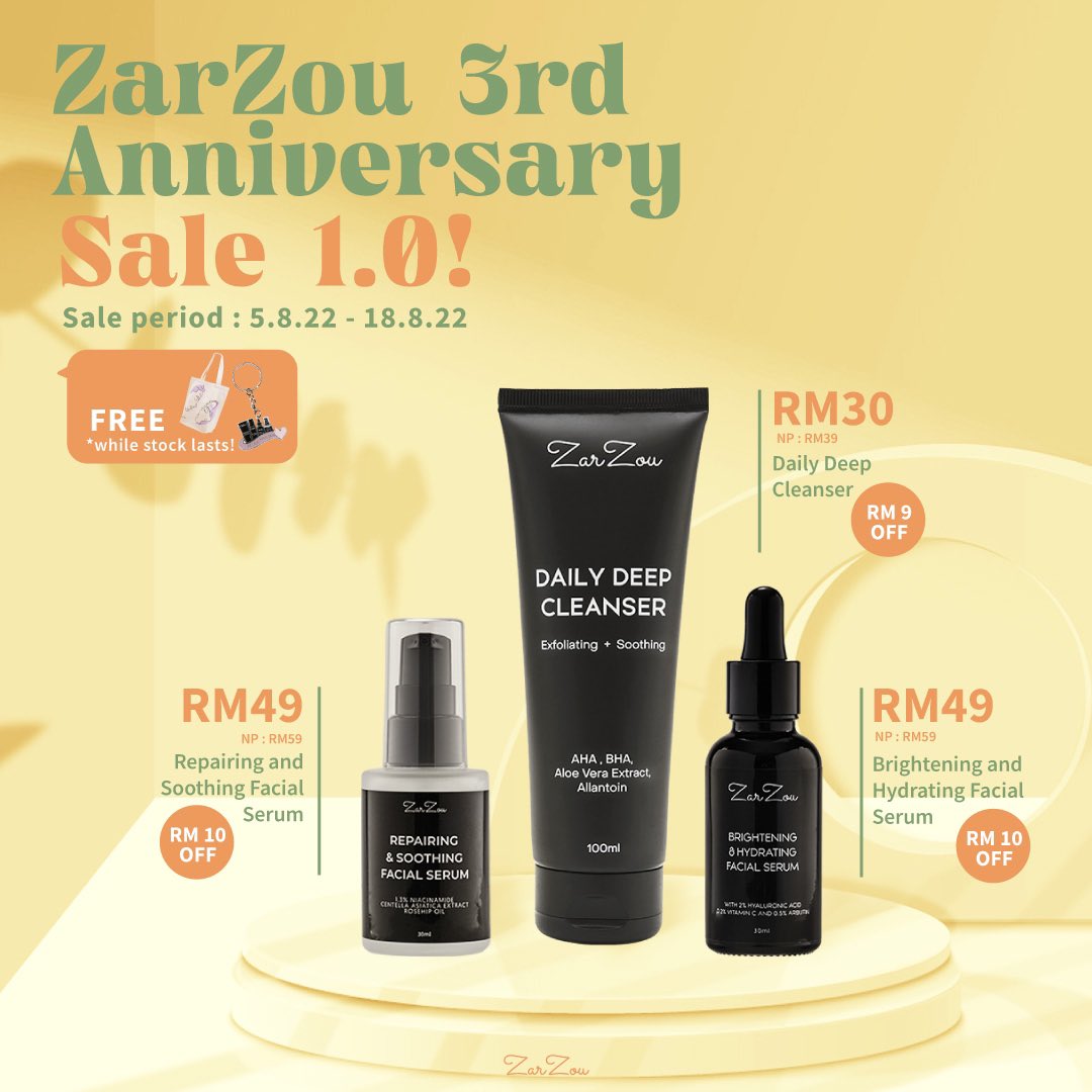 niniiieeeee's tweet photo. Zarzou 3rd anniversary ✨Sale✨&amp; boleh join buy &amp; win contestttt!!😋 Wahh bestnya dah la murah je 

OFF RM10 tau ✅

Korang better grab sekarang ! Jangan menyesal nanti eheheh 

📲https://t.co/nukNk2RLGr https://t.co/EKdj4aMp2I