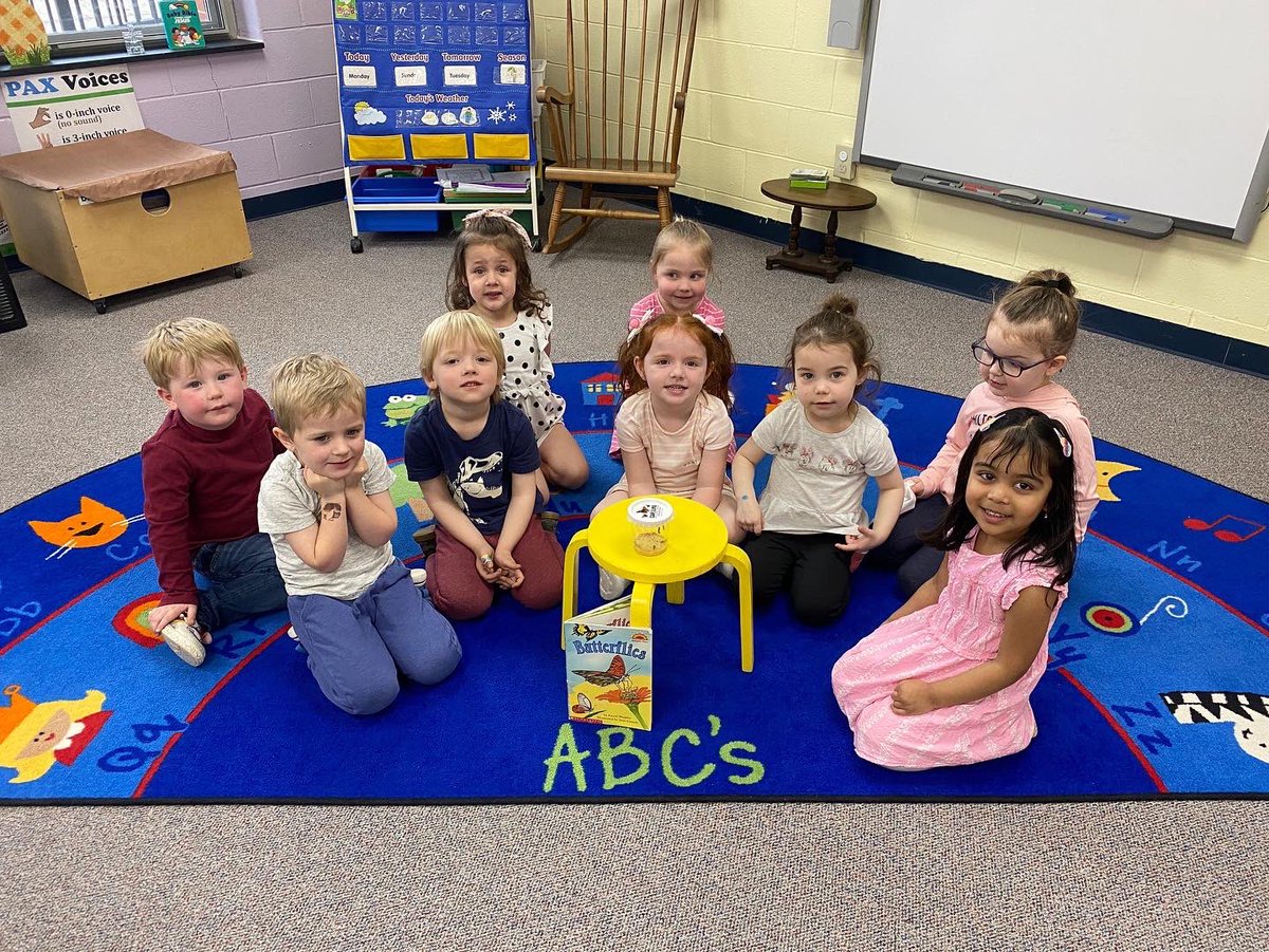 TrinityTigers1's tweet photo. Our 3 year old preschoolers were so excited to see their butterflies flourish.  Can you find a butterfly today!🦋 https://t.co/TUqjwyb20p