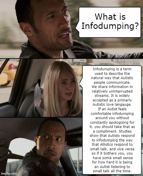 autismsupsoc's tweet photo. infodumping #Autism #Autistic #Neurodiversity #AutismAcceptance #Neuromeme https://t.co/Fy4aa5IIUp