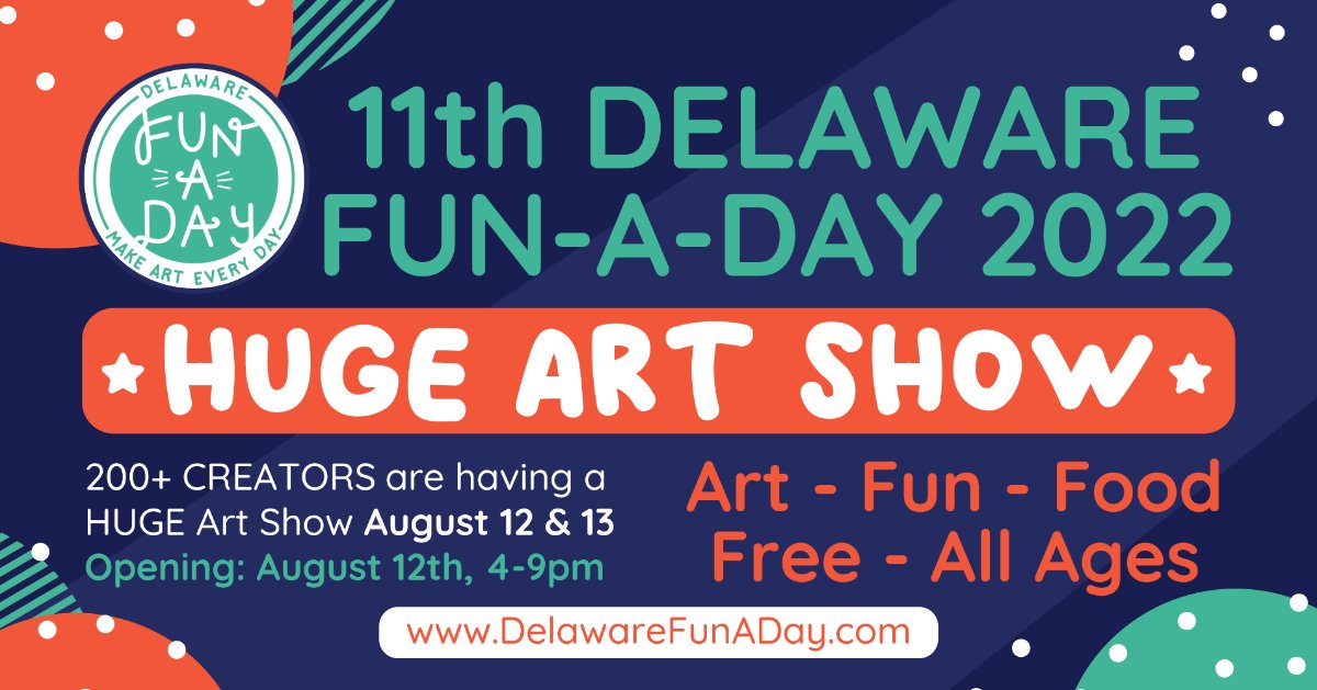 The BIG SHOW is coming August 12 &amp; 13 - Please Share! High-fives for all the work our artists did in July. Now, let's get ready for the BIG art show coming to Newark, DE in our 11th year! - mailchi.mp/d01ac3b45ec3/2…