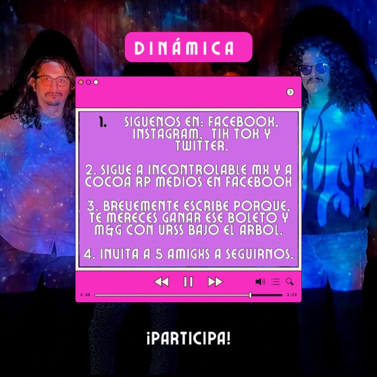 MxFussion's tweet photo. Se agotaron los accesos al show gratis de @URSSbajoelarbol en Foro Indie Rocks.
Nosotros llevaremos a alguien más a este gran evento, además de darles acceso a una convivencia con la banda.😎

DAREMOS A CONOCER AL GANADOR EL 15 DE AGOSTO.🏆

@CocoaRpMedios | @IncontrolableM https://t.co/T42sC3Aex2
