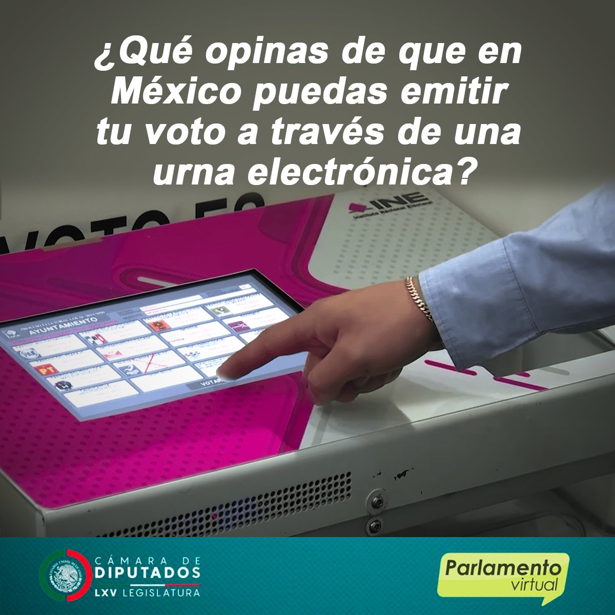 canalcatorcemx's tweet photo. ¿Sabías que en algunos países se puede votar a través de urna o dispositivo electrónico?
La Cámara de @Mx_Diputados te invita a formar parte del #ParlamentoVirtual sobre la #ReformaElectoral.
Comparte tu opinión:
https://t.co/dzwSPZ8gp1 https://t.co/wGfOK1vy3J