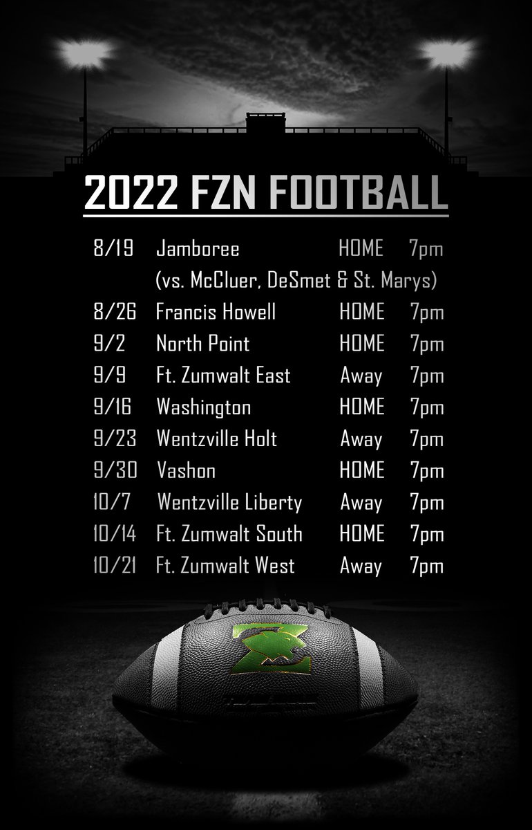 FZNFootball's tweet photo. Jamboree 14 days from tonight, then the season officially starts in 3 weeks at home against the Francis Howell Vikings! #LetsGo https://t.co/OAbO2WR8Qz