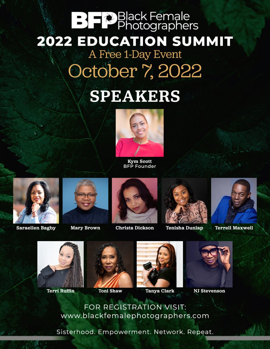 A free 1-day virtual event for photographers. I'm proud to be part of this event. #BFP #blackfemalephotographers #photography 
Use the link to register 👉🏾bit.ly/3Q6n1z4