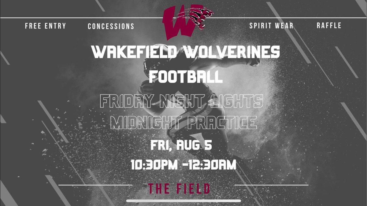 TeamMcIntyre_'s tweet photo. @WakefieldHSFB Midnight Practice
#Football #Wakefield #MidnightPractice https://t.co/VR22IHiOdN