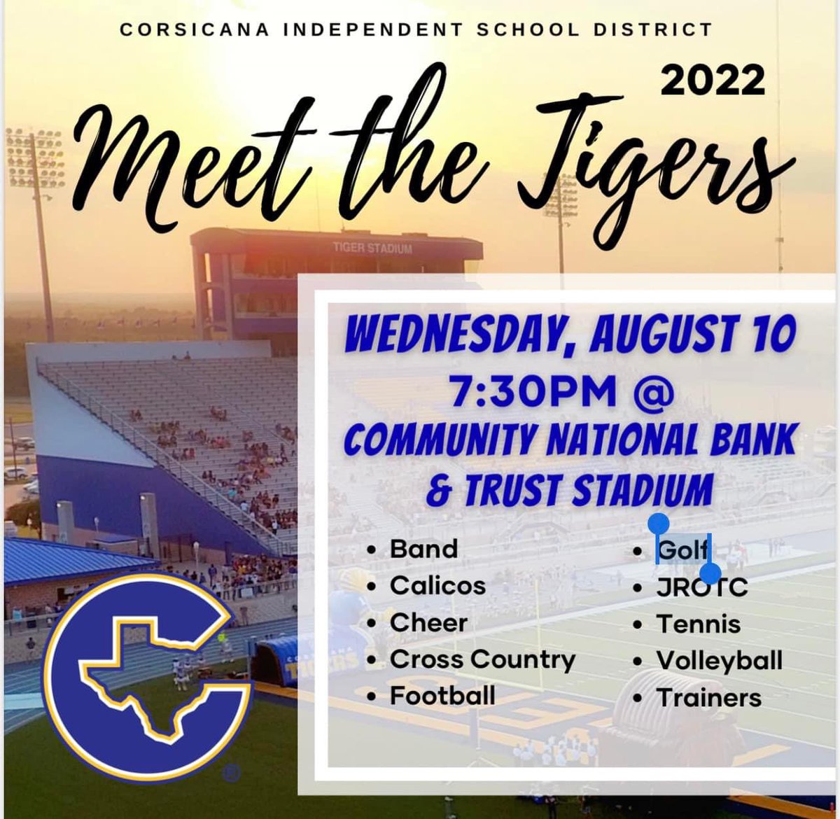Come out and support all of our programs. <a href="/CorsicanaFB/">Corsicana Football</a> <a href="/CorsicanaISD/">Corsicana ISD</a>