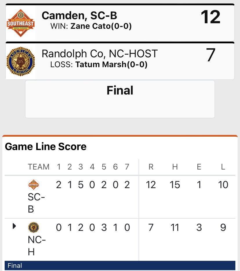 SC American Legion Baseball tweet media