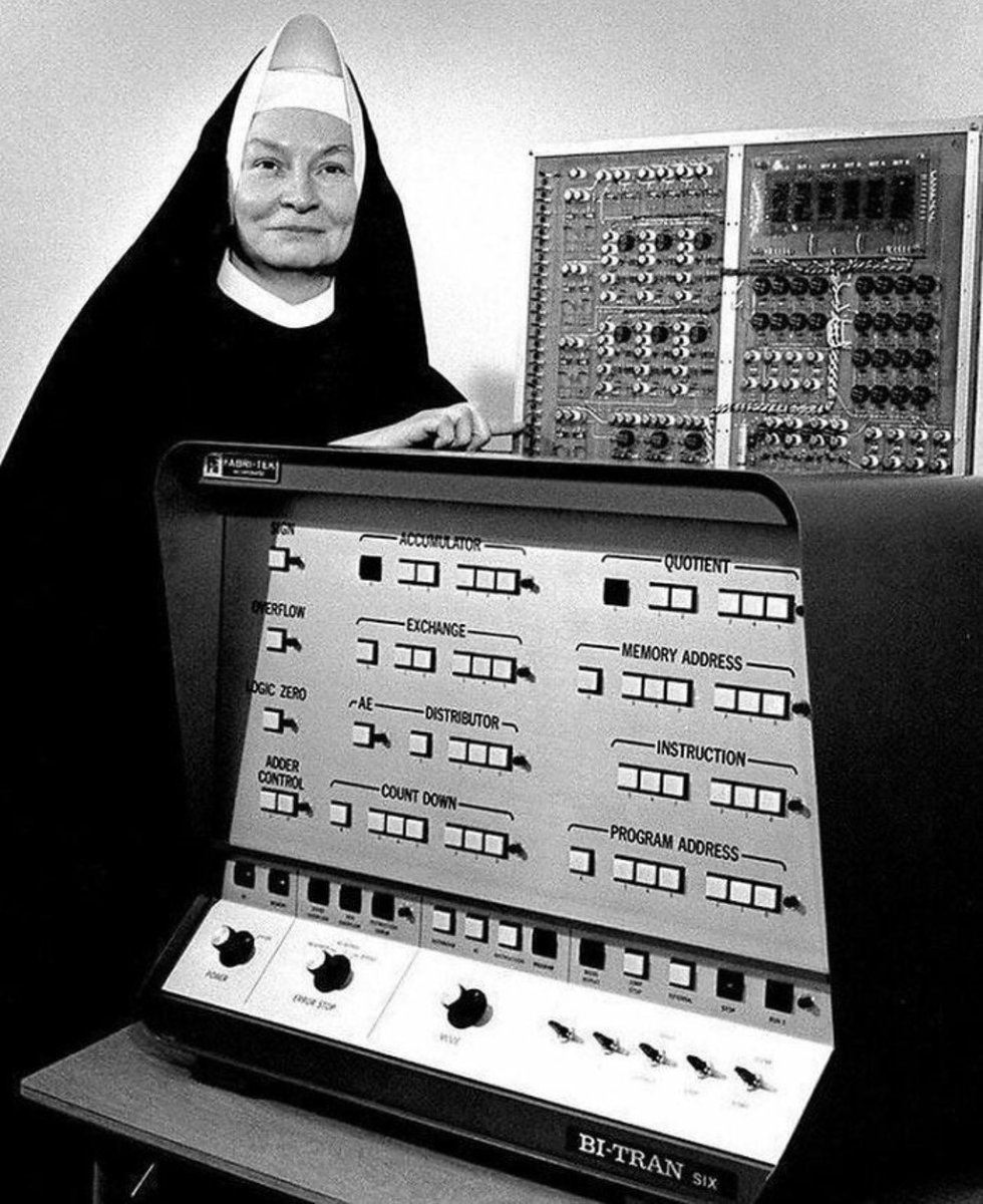 Sister Mary Kenneth Keller, the first woman to earn a doctorate in Computer Science in the United States, 1965.