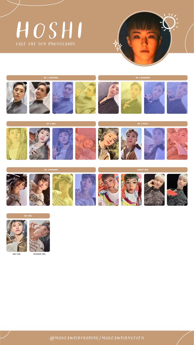 horainghae's tweet photo. 🔎┊#TrAIdeWithMe ˎˊ˗

-`,✎ hi!!! trading some of my pulls for hoshi :> will prioritize luzon (spec. tarlac, baguio, pangasinan) traders!

💛 - have
❤️ - prio
💙 - semi-prio (wow may ganon)

🏷️ seventeen face the sun fts photocard pc ph trade https://t.co/4vavhfTHnn