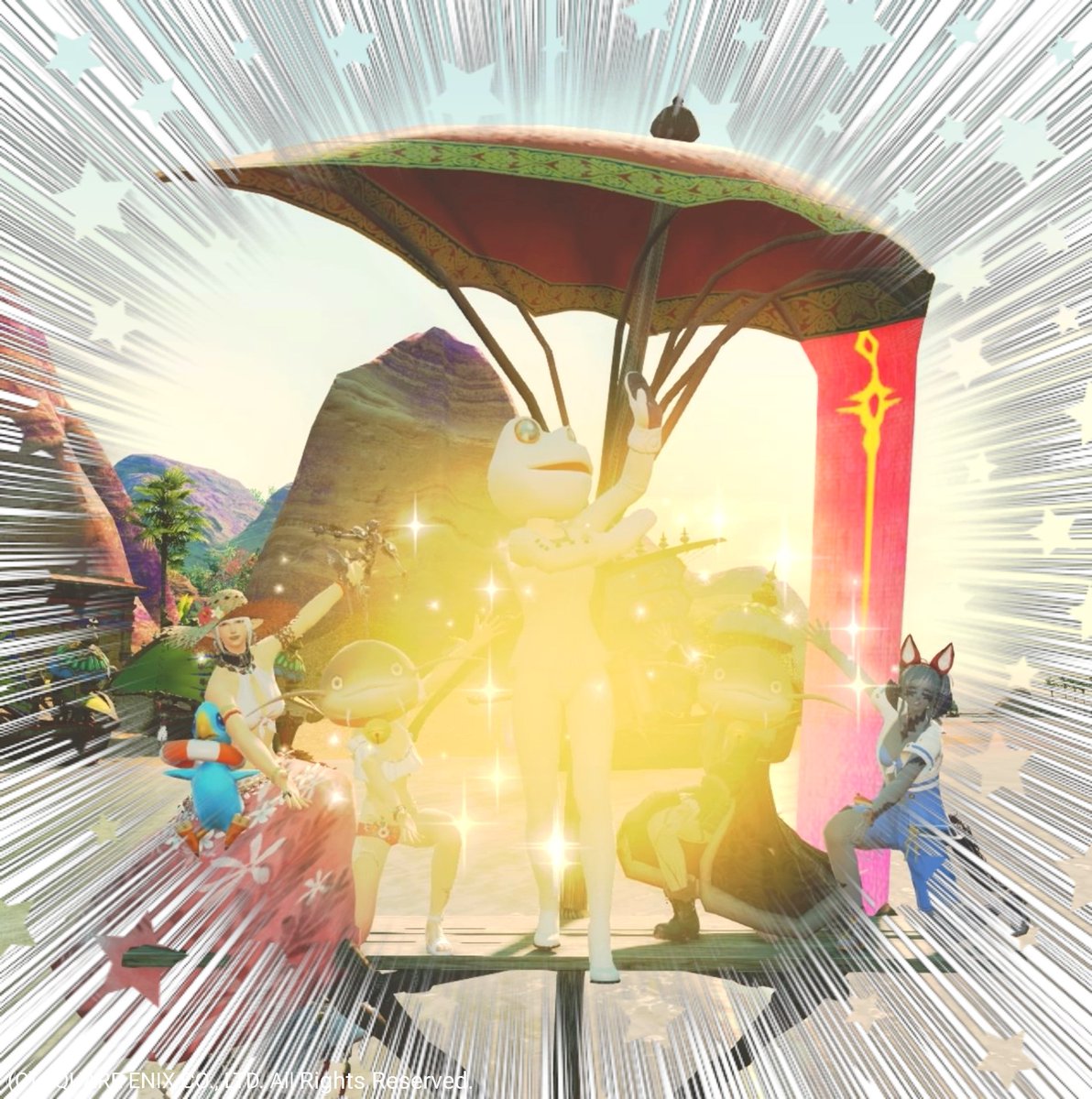 lilytan_game's tweet photo. 夏のリリタン大放出祭を開催🏮💰✨
みんな水着で行ったらなんと魔紋が
開く開く開く開く🚪✨
布も人数分を回収できて、イイかんじ✧◝(⁰▿⁰)◜✧
『常に低姿勢でいきつつ、高みを目指す』これ今回の教訓でーぇす📝
#FF14 #Mana #Ixion #mapmap https://t.co/3beJU54ZDu