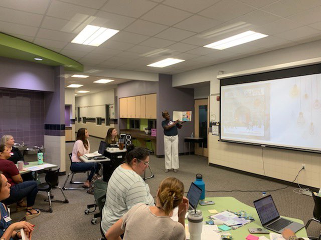 Wonderful two half days providing curriculum overviews to new #1LISD elementary teachers. Book talked <a href="/MrSchuReads/">John Schu</a> and <a href="/VeronicaJArt/">Veronica Miller Jamison 🎨 Illustrator 👩🏽‍🎨</a> book This Is a School and gave 6copies away. #buildingliteracyattitudesandaptitudesforlife
