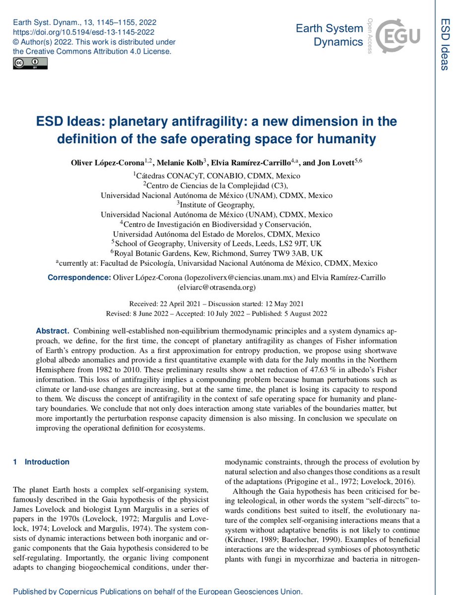otrasenda_AC's tweet photo. Our work in @EGU_ESD on #planetary #antifragility is out https://t.co/TbS1GvObMQ
OLC #catedras @Conacyt_MX, @Conabio, @C3UNAM, @UNAM_MX
Melanie Kolb, @IGeografiaUNAM, @Ciencia_UNAM
@ElviaRC3, @uaemorelos, @unam_psicologia
Jon Lovett, @UniversityLeeds, @kewgardens https://t.co/90HS3CVXHL