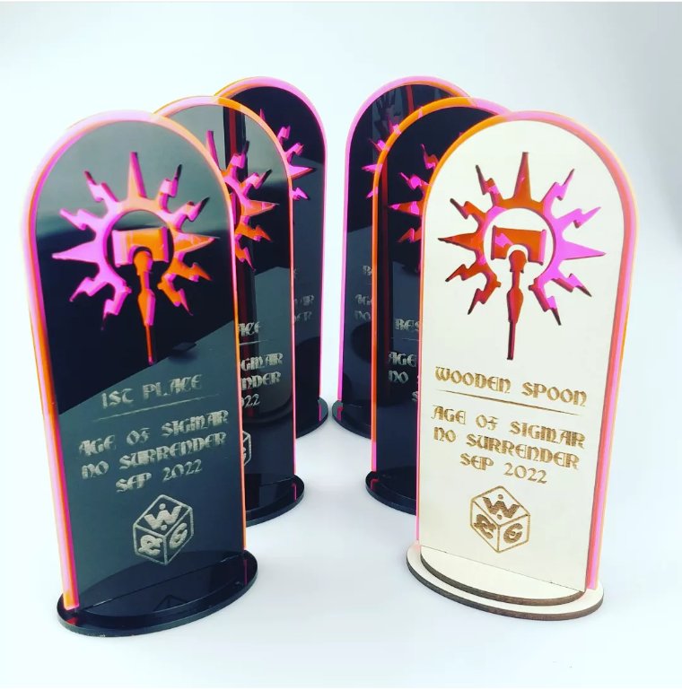 Some cool awards created for Christchurch Wargaming Club Age of Sigmar tournament coming up. Gotta be in to win!

⚔️

#bysigmarsbeard #ageofsigmar #warhammercommunity #warhammerfantasy #warhammeraos #tabletopgames #Wargaming