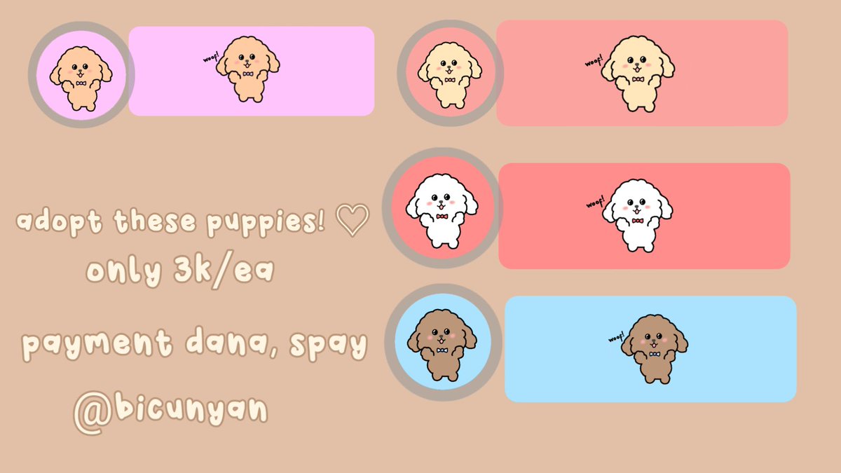 akittho's tweet photo. Hellooo semua! Minta bantu RT nya yaa, terima kasih! ♡ 

Ada layout ready stock handdrawn kelinci dan puppy gemec 😽💞 yuk jajan elinci dan puppy ini 🤩 only 3k/ea, payment via dana spay ♡ thank you so much! ♡

#zonauang #zonajajan #zonaba https://t.co/QGHVAQGQrq