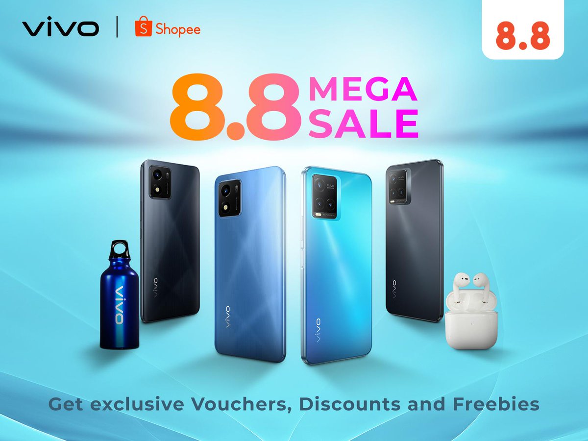 WIMtechnology's tweet photo. You can avail of vivo T1x, vivo Y1s, or vivo Y01 with vouchers, and exclusive freebies on Shopee for 8.8 sale!

https://t.co/uQaVqKrheZ https://t.co/RGJTgBRlAZ