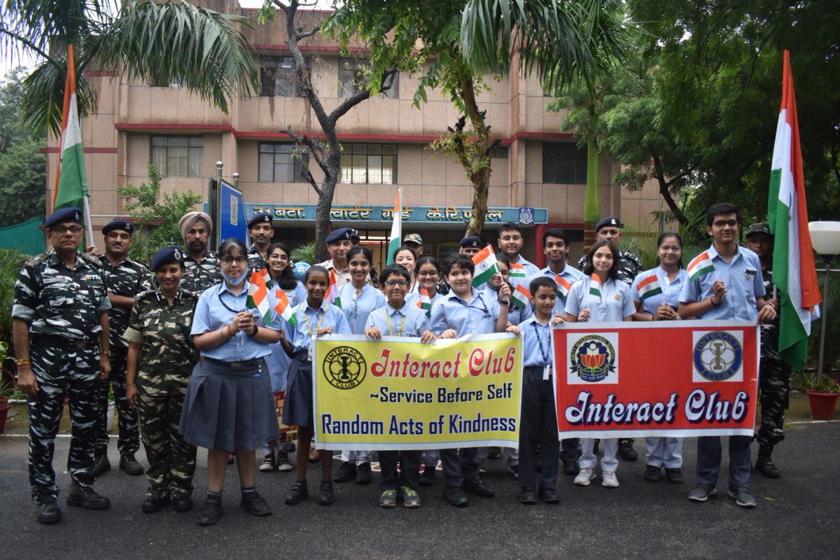 On 5.8.22 Students of Amity School Mayur Vihar Delhi along with faculty visited our HQ and interacted with officers and jawans of the unit . To promote Har Ghar tiranga campaign they marched around the camp holding national flag with pride.