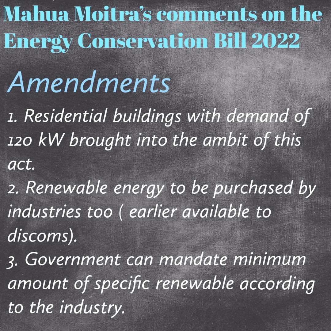 Warriormomsin's tweet photo. Take-aways fm @MahuaMoitra-MP, speech on #EnergyConservationBill, yesterday in Parliament;
Itโs imp to note that #CoolingEquity was mentioned - we're already reeling under hotter & longer summers. Demand for cooling will triple by 2050 & it must be affordable/accessible to all๐ https://t.co/VFlzmwBN7t