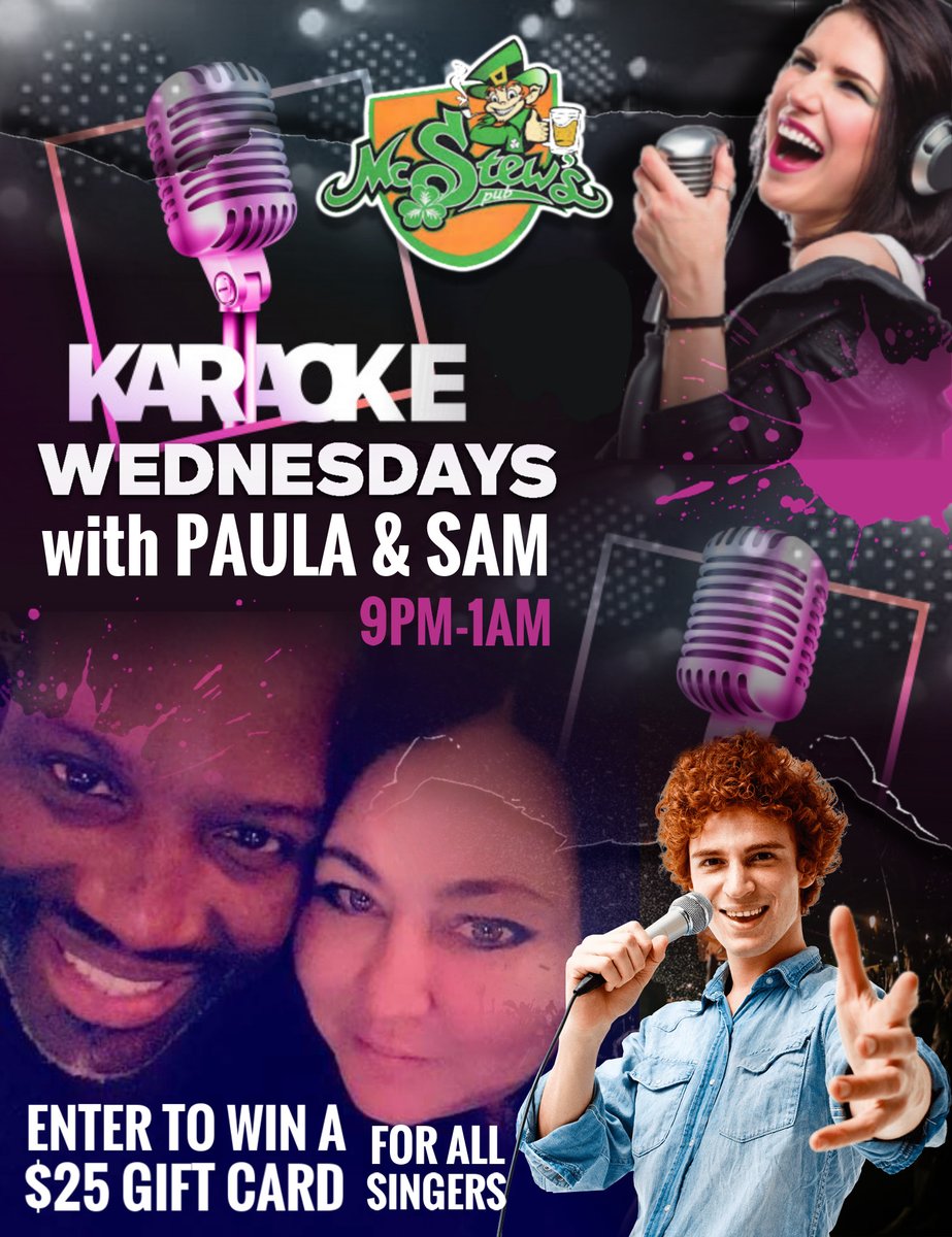 Come on out and BE the STAR. Join us for Karaoke every Wednesday Night with Hosts Paula &amp; Sam for the Best Time you can have on a weeknight without being arrested. 😏😂