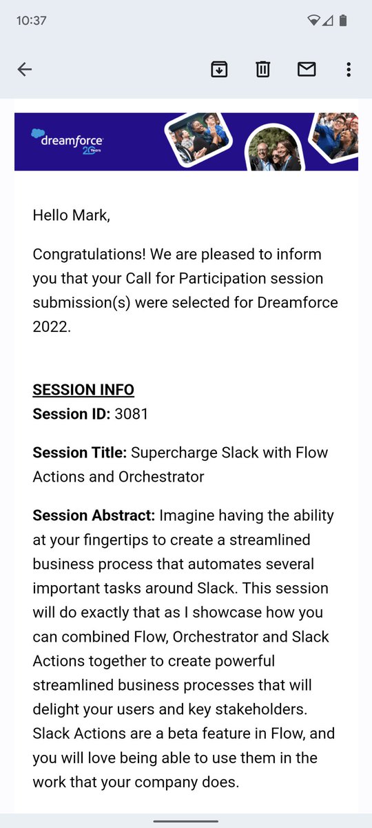 So I received some pretty good news earlier this week!!! #DF22 #Dreamforce #Salesforce #TrailblazerCommunity