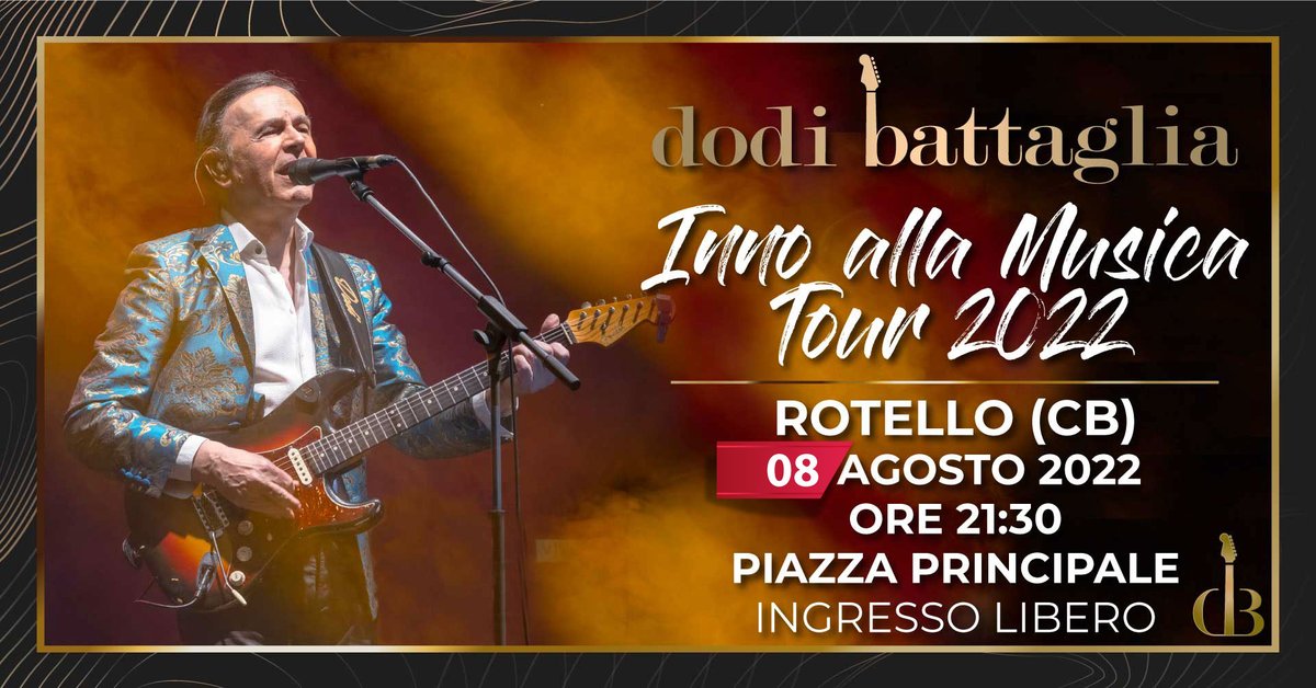 dodibatt's tweet photo. Il concerto in programma oggi a #Rotello (CB) viene rinviato a lunedì #8agosto.
Mi scuso per l'imprevisto, dovuto ad una intossicazione gastrointestinale. Grazie ancora una volta il Dott. Battaglia dell'ospedale di Rende per la grande professionalità.

#DodiBattaglia #Molise https://t.co/L3BZFjVJT2
