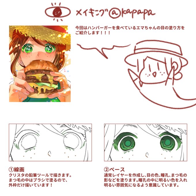 #メイキング 
目の描きかたが気になるといってもらえたのでまとめてみました!! 