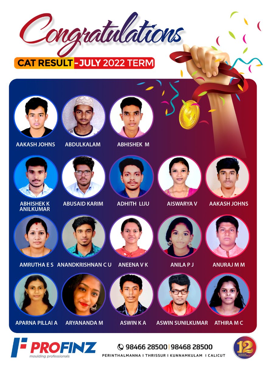 ProfinzCMA's tweet photo. CONGRATULATIONS
CMA- CAT JULY 2022 EXAM RESULT
#Profinz #CMA #cat #topcmacampus #bestcmacampus #BeAPro https://t.co/vYLn3S5IQy