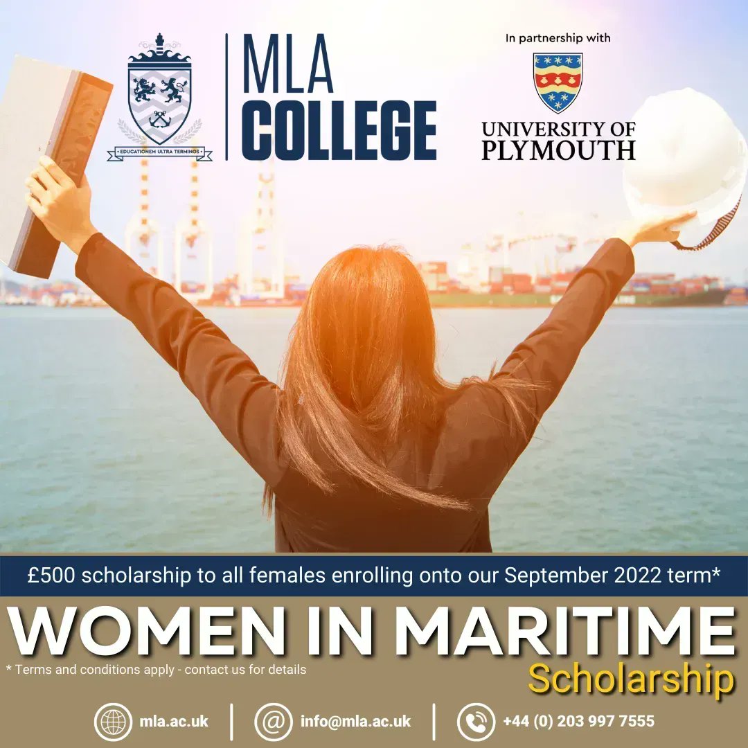 Due to the success of our Women in Maritime Scholarship scheme we have decided to extend it for the September 2022 term. The scholarship, which comes in the form of a fee reduction, is available across all of our degree programmes. @PlymUni @bauglobal @IMarEST