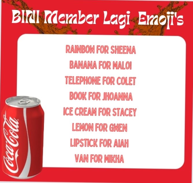 BINI_TrendsTeam's tweet photo. [TAG BOOSTER]

BINI Member Lagi Emoji's
Retweet and reply with the tags!

BINI X COKE STUDIO

#CokeFanFusionWithBINI 
#BINI @BINI_ph https://t.co/7u1mU1a8ni