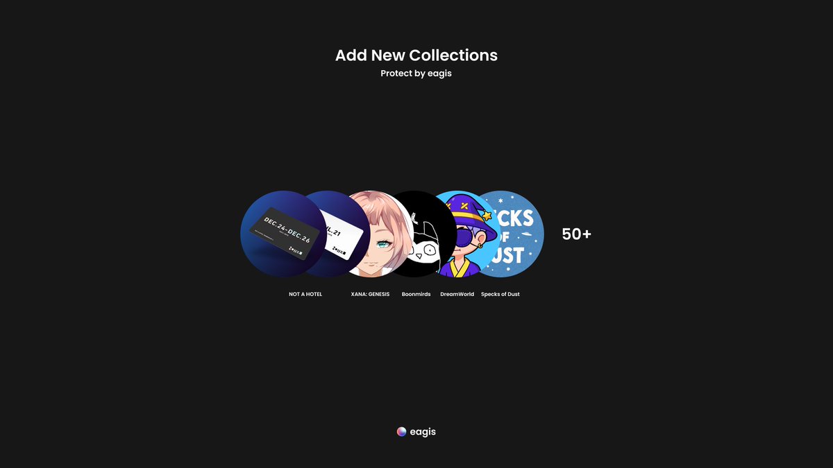eagisNFT's tweet image. 対応コレクションを追加しました！！

- @notahotel_com 
- @XANAMetaverse 
- @boonmirds
- @DreamWorldNFT_
- @thedustclub

-&amp;gt; install.eag.is &amp;lt;-

#eagis #web3 #nft #security