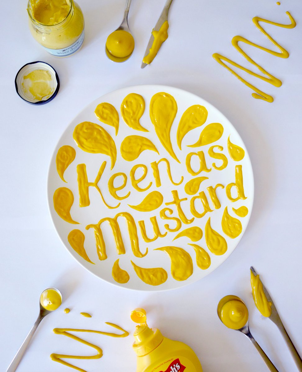 yousayjump's tweet photo. It's National Mustard Day! Throwback to 2 years ago when our talented Senior Graphic Designer Hannah created some fantastic lettering with mustard.
#wesayhowhigh #throwback #nationalmustardday #typeography #calligraphy https://t.co/IafJ5ikH6D