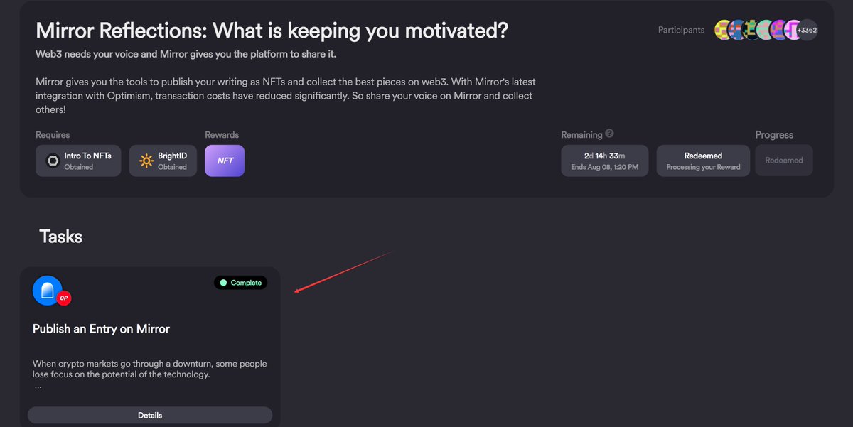 兔子洞🐇新任务
在Mirror上发布一篇文章，随便写两句就行。可以获得一个NFT奖励。
任务链接👇
rabbithole.gg/quests/mirror-…