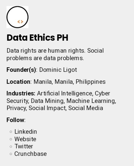 EthicsPh's tweet photo. LOOK: Another recognition for Data Ethics PH after we were featured in the 24 Philippine Based Most Innovative Artificial Intelligence Company. | via Dasher Philippines
#DataEthicsPH #AI #startup
Read more here: https://t.co/EVtUCcmk1K https://t.co/nrWWsaayDb