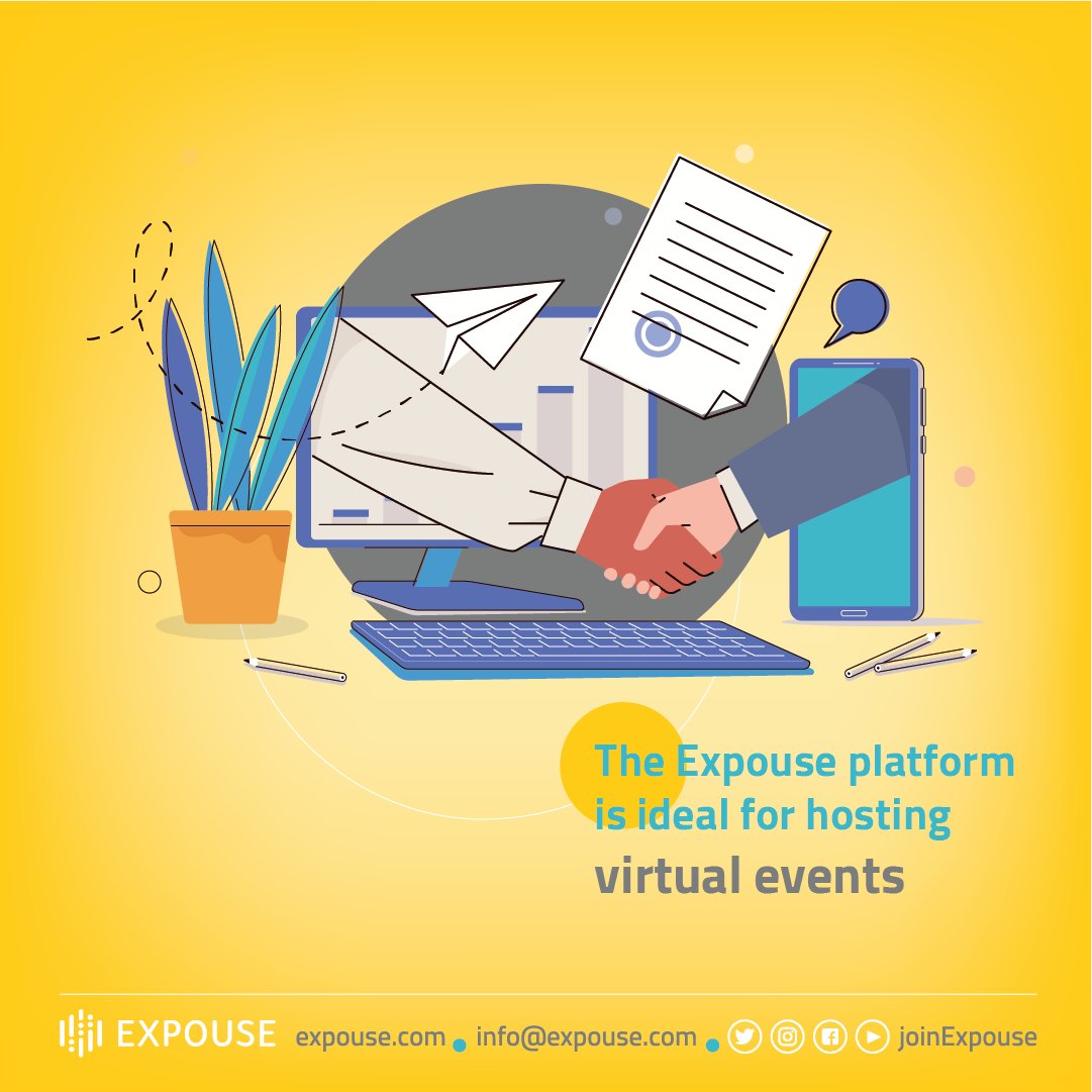 JoinExpouse's tweet photo. The Expouse #virtualeventplatform is ideal for hosting #virtualevents. That allows anyone to create and promote events. It offers a wide range of features to help in creating the #perfectevent.
Check out @ https://t.co/8q4qJVP5oP for more details. https://t.co/WBnRmPSbJ2