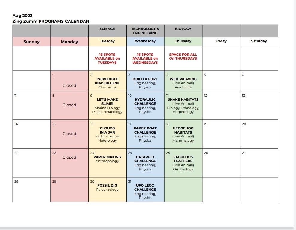 Ever wonder what's happening for Go Wild Science Club or M-Power Engineering?! Here's what we have planned for August!