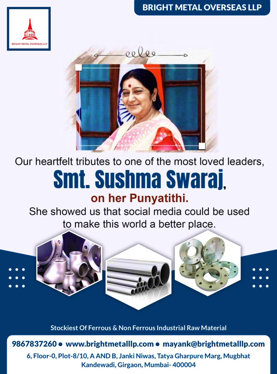 MayankKDhakad's tweet photo. Our heartfelt tributes to one of the most Loved leaders
Smt. Sushma Swaraj, on her Punyatithi 
@SushmaSwaraj @narendramodi @PMOIndia https://t.co/uzgKiupk0F
