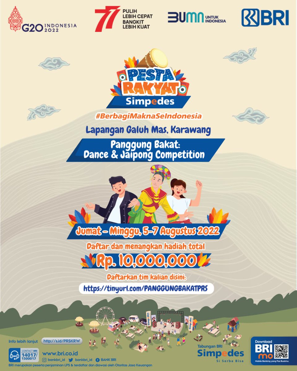 Di event Pesta Rakyat Simpedes 2022 di Karawang ada juga nih Panggung Bakat guys 
#BerbagiMaknaSeIndonesia
