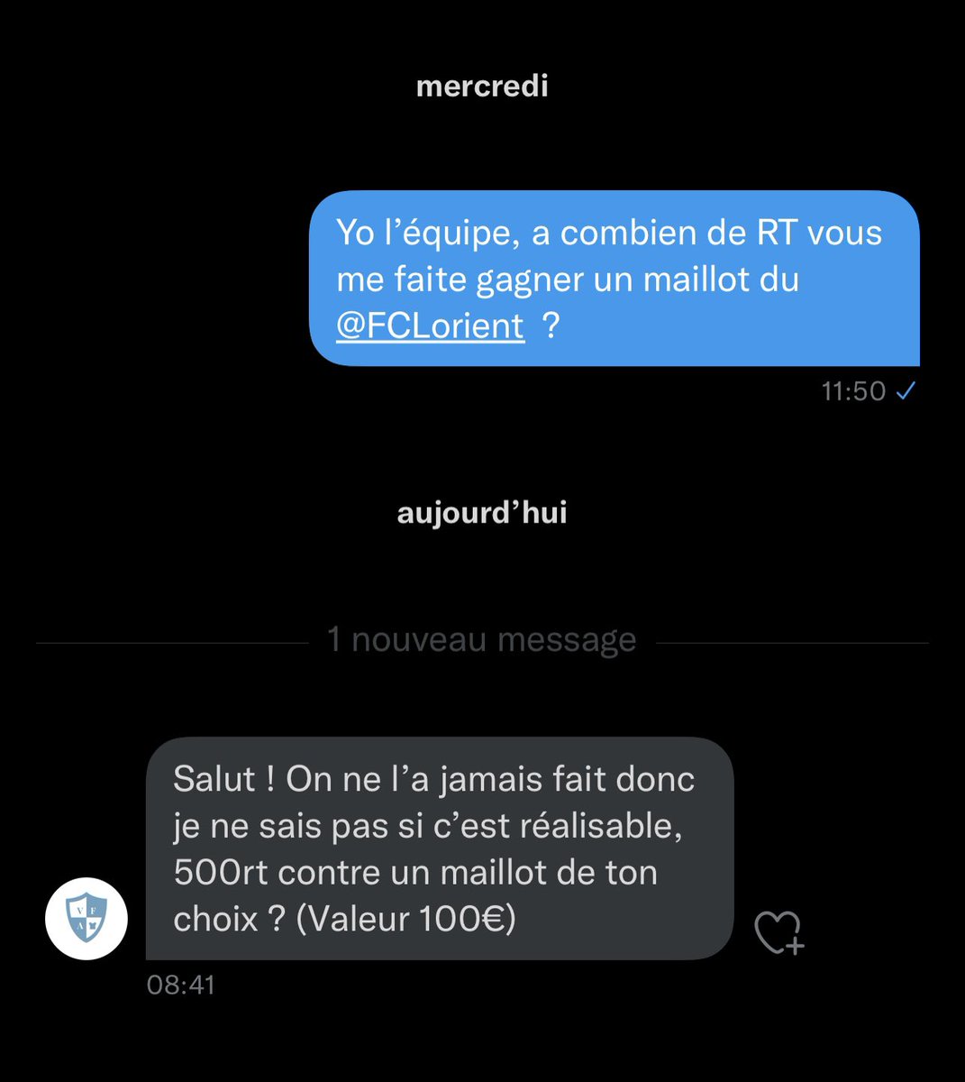 Usciste's tweet photo. 🚨 Amis Lorientais j’ai besoin de vous, @VFArea m’offre un maillot du @FCLorient à 500 RT, faites chauffez vos pouces 🚨 https://t.co/z6NMgSWznD