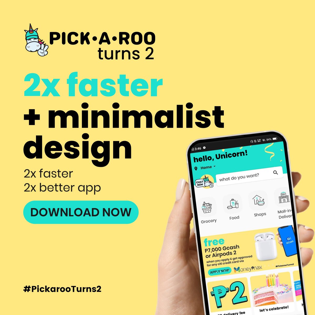 pickaroo's tweet photo. You will surely fall inlove with us everyday! π
As we turn 2, we are serving y'all with 2x faster and minimalist app design! π¦βοΈ
#Pickaroo #PickarooTurns2 #NewAppDesign #NewFeature https://t.co/dct6ZXv5WF